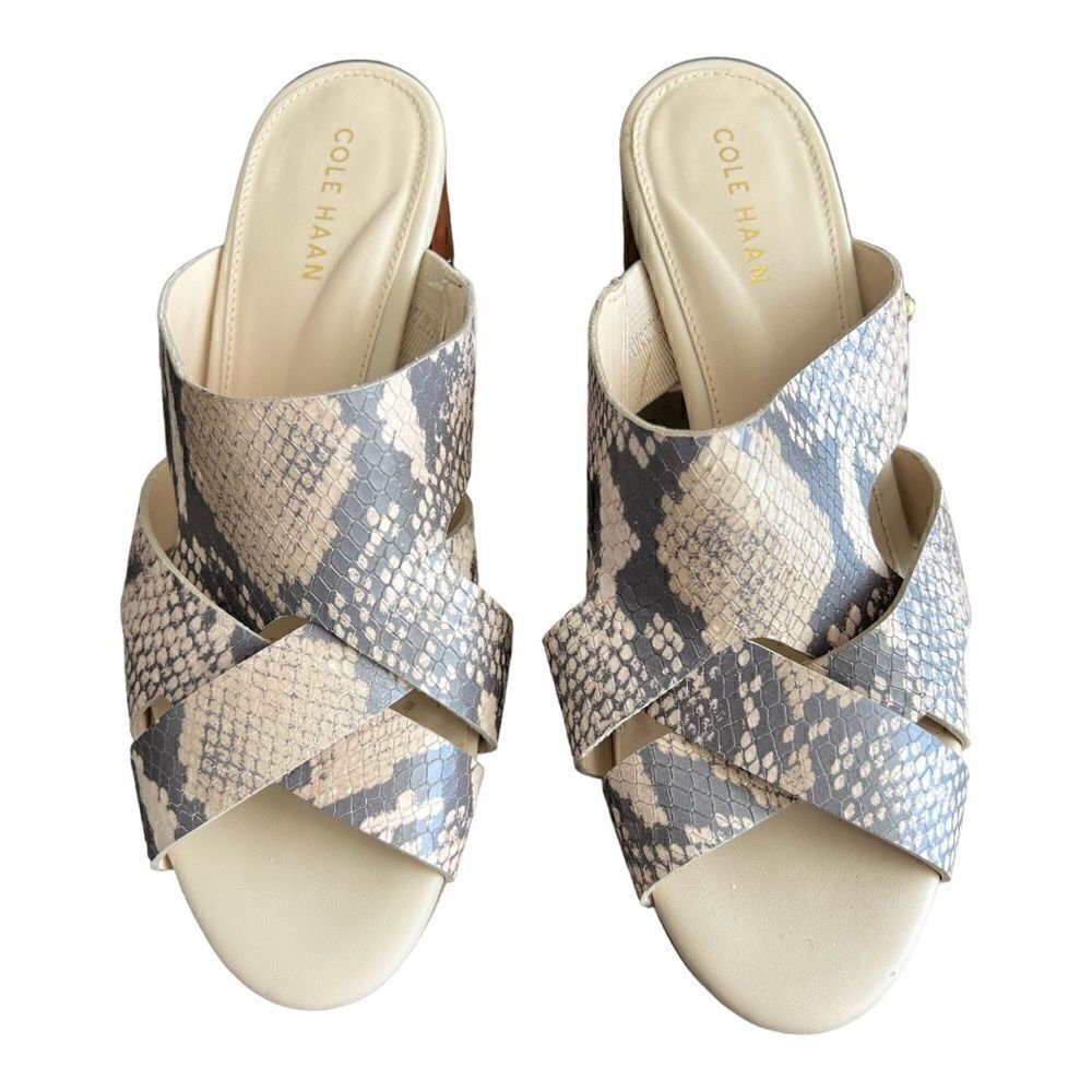 COLE HAAN  Jodie Snakeskin-Embossed Leather Mules Size 6B